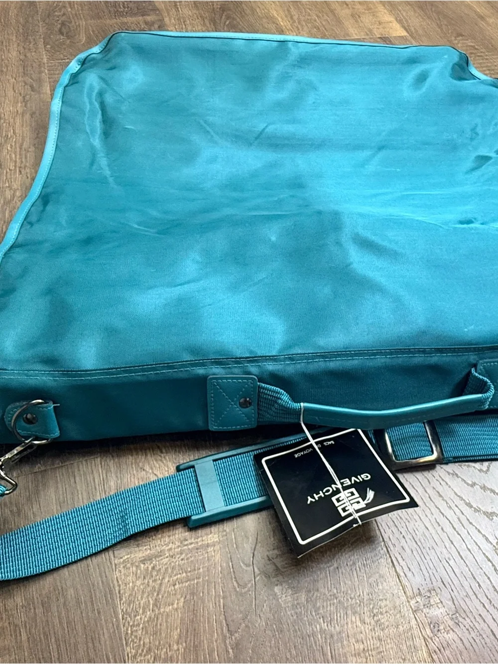 Givenchy Turquoise Travel Garment Bag with Tan Trim